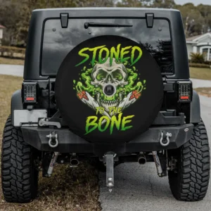 smoking weed skeleton neon smoke halloween spare tire cover with camera hole