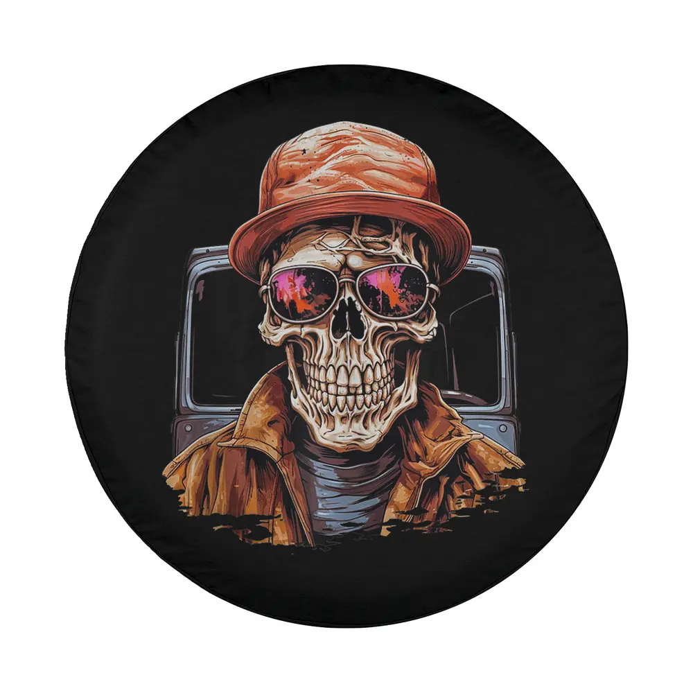 Skeleton trucker with sunglasses and hat semi truck Halloween design only
