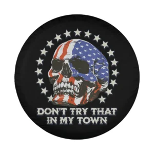vintage americana skull stars don't try that spare tire cover design only