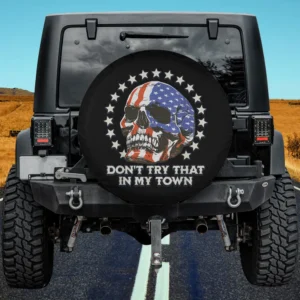 vintage americana skull stars don't try that spare tire cover no camera hole