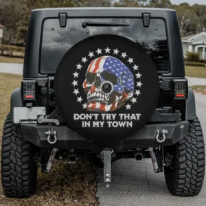 vintage americana skull stars don't try that spare tire cover with camera hole