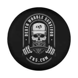 Closeup of skull beard cap steering wheel funny offroad spare tire cover design