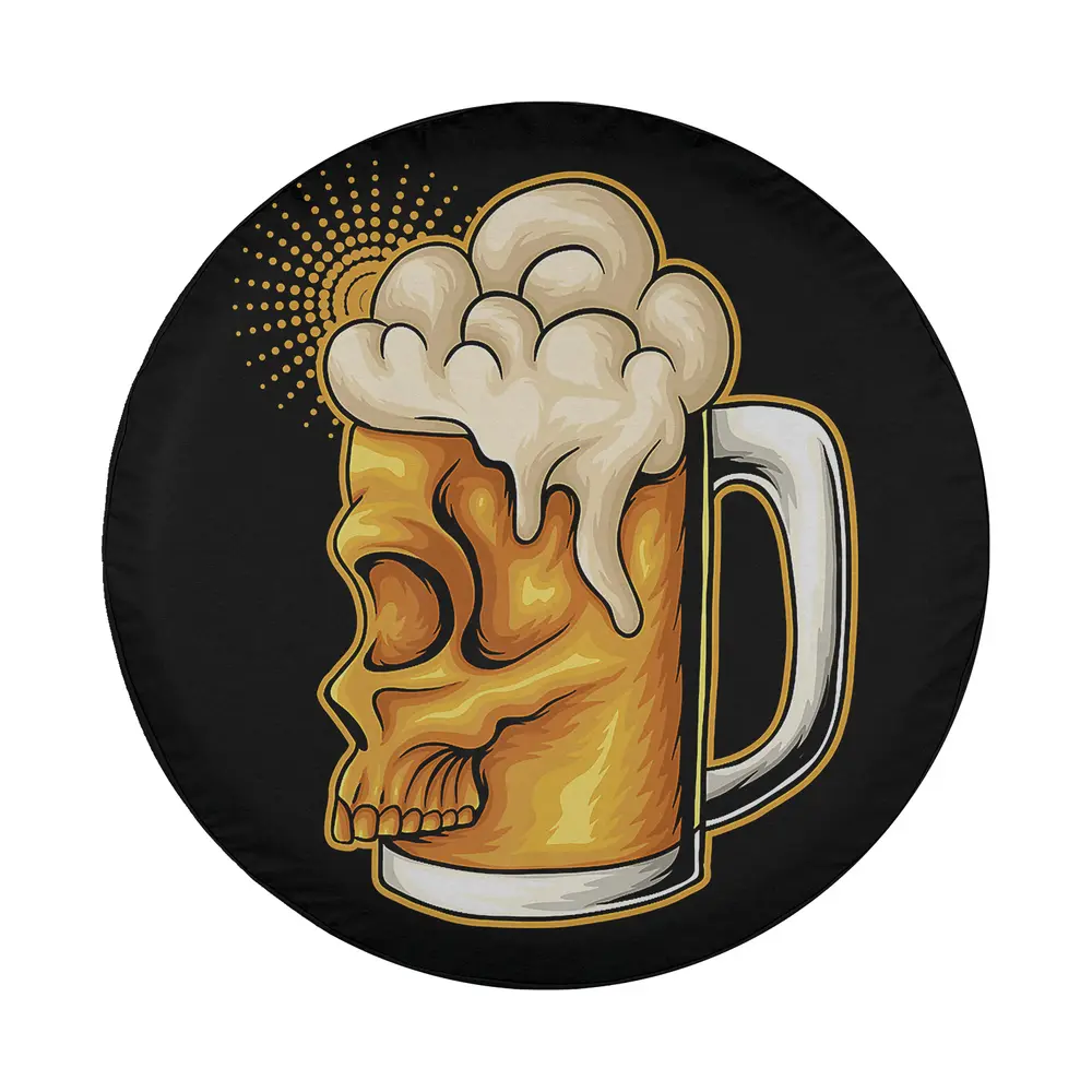 Skull beer glass frothy mug halloween spare tire cover design only