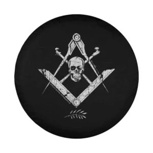 Memento mori skull bones compass masonic symbol design for custom spare tire cover