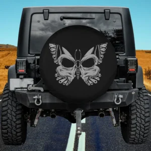 skull butterfly goth soft grunge butterfly skull spare tire cover no camera hole