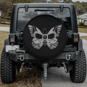 skull butterfly goth soft grunge butterfly skull spare tire cover with camera hole