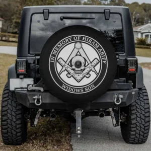 Masonic skull compass memorial spare tire cover with backup camera hole for Jeep RV