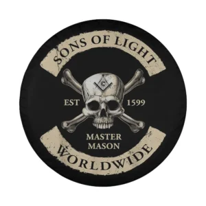 Skull crossbones masonic sons of light master mason Halloween tire cover art