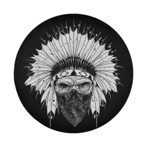 Tattoo skull feathered headdress bandana Halloween spare tire cover design only