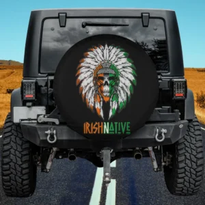 Skull Feathered Headdress Celtic Knot Irish Native Spare Tire Cover No Camera Hole