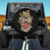 Cottagecore frog and mushroom skull Halloween spare tire cover with no camera hole for Jeep or SUV