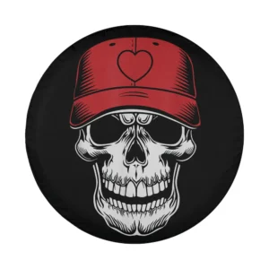 Skull in red heart cap skeleton valentines day design for tire cover