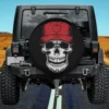 Red heart cap skull skeleton valentines day spare tire cover on Jeep