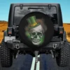 Green Leprechaun Hat Skull St Patricks Spare Tire Cover No Camera Hole