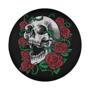 skull rose vine skeleton halloween spare tire cover tattoo art design only