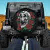 skull rose vine skeleton halloween spare tire cover with no camera hole for Jeep