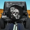 White Roses Red Vines Skull Halloween Spare Tire Cover No Camera Hole