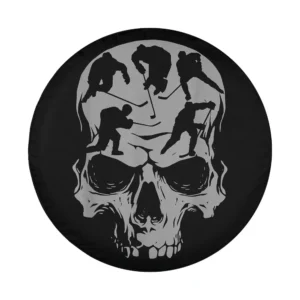 Skull silhouette hockey player Halloween spare tire cover design only