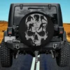Skull silhouette with hockey players Halloween spare tire cover no camera hole