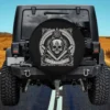 Skull square compass traveler master mason spare tire cover no camera hole for Ford Bronco Jeep RV