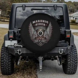 skull wings masonic rider son of light spare tire cover with camera hole