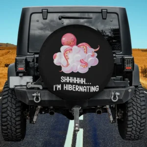 sleeping pink octopus on fluffy cloud hibernating spare tire cover no camera hole