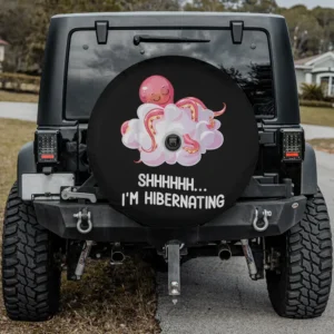 sleeping pink octopus fluffy cloud hibernating spare tire cover with camera hole