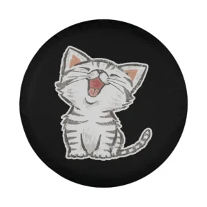smiling cartoon cat joyful face illustration for spare tire cover