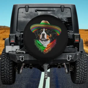 Sombrero Mexican Scarf Bernese Mountain Dog Spare Tire Cover No Camera Hole