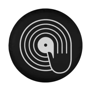 spin hand vinyl record minimalist graphic design for spare tire cover