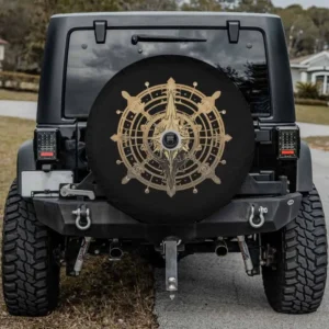 Steampunk vintage compass Norse mythology spare tire cover for Honda CRV with backup camera hole