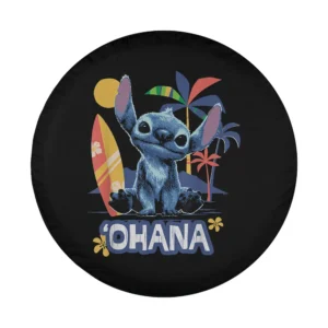 Stitch Ohana surfboard palm tree beach design spare tire cover art