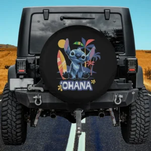 Stitch Surfboard Ohana Beach Jeep Gladiator Spare Tire Cover No Camera Hole