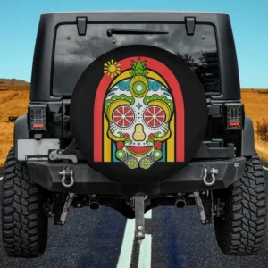 sugar fruit skull rainbow summer vacation spare tire cover no camera hole