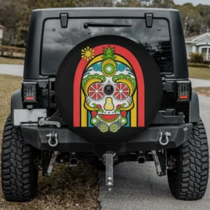 sugar fruit skull rainbow summer vacation spare tire cover with camera hole