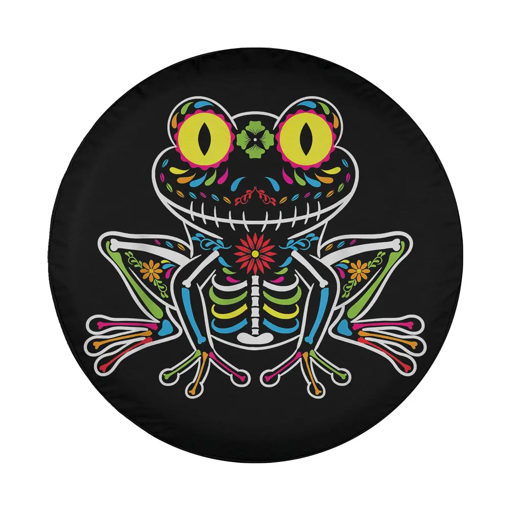 Sugar skull frog skeleton floral day of the dead spare tire cover design only