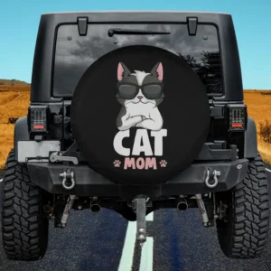 sunglasses cat cartoon cat mom kitty spare tire cover no camera hole for Jeep SUV RV