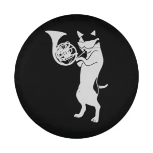 sunglasses cat french horn music kitty design for spare tire cover