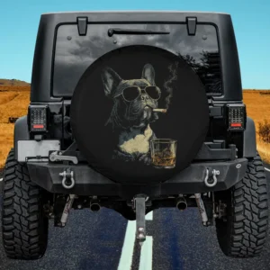Sunglasses Cigarette Whisky French Bulldog Spare Tire Cover No Camera Hole