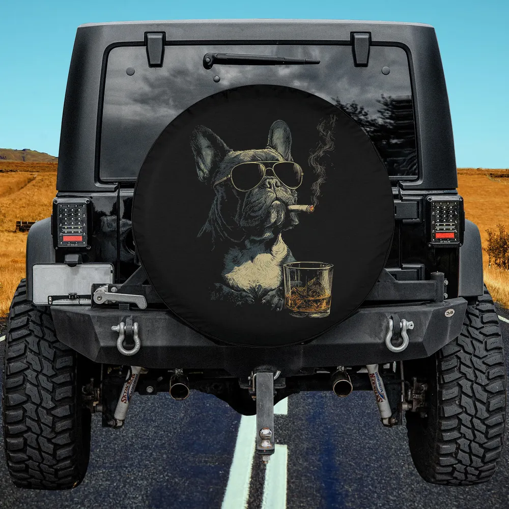 Sunglasses Cigarette Whisky French Bulldog Spare Tire Cover No Camera Hole