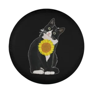 sunshine sunflower kitten cat design for custom spare tire cover gift