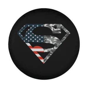 Superman logo with American flag camo pattern graphic design