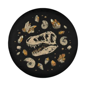 t-rex skeleton crystals fossil dinosaur spare tire cover design only