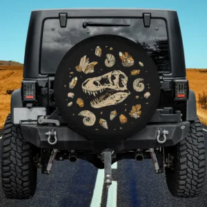 t-rex skeleton crystals fossil dinosaur spare tire cover no camera hole