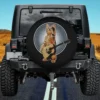 Tabby cat playing acoustic guitar pop art spare tire cover for Jeep SUV RV, no camera hole