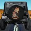 Tattooed cat biting katana with koi fish Japanese samurai art spare tire cover