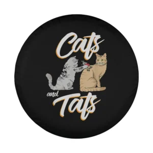 Cartoon tattooed cat with tattoo machine and funny cat artwork