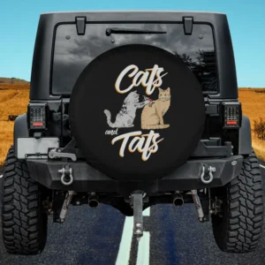 Tattooed cat using tattoo machine on funny cat spare tire cover for Jeep SUV RV