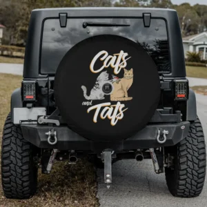 Funny tattooed cat tattoo machine spare tire cover with camera hole for Jeep SUV RV
