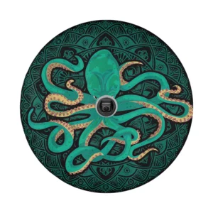 Teal kraken mandala octopus sea animal design for spare tire cover